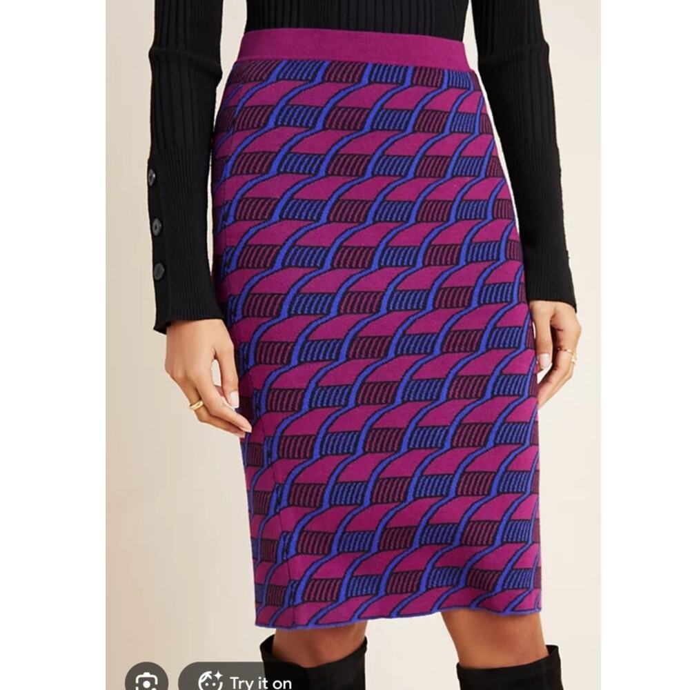 Maeve Anthropologie Nancy knit sweater midi skirt pull on stretch small